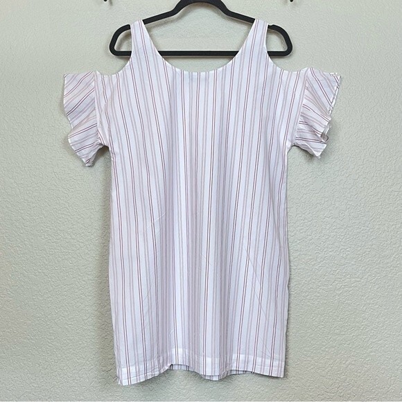 Madewell Rose Stripe Cold Shoulder Dress sz Medium - Picture 5 of 11